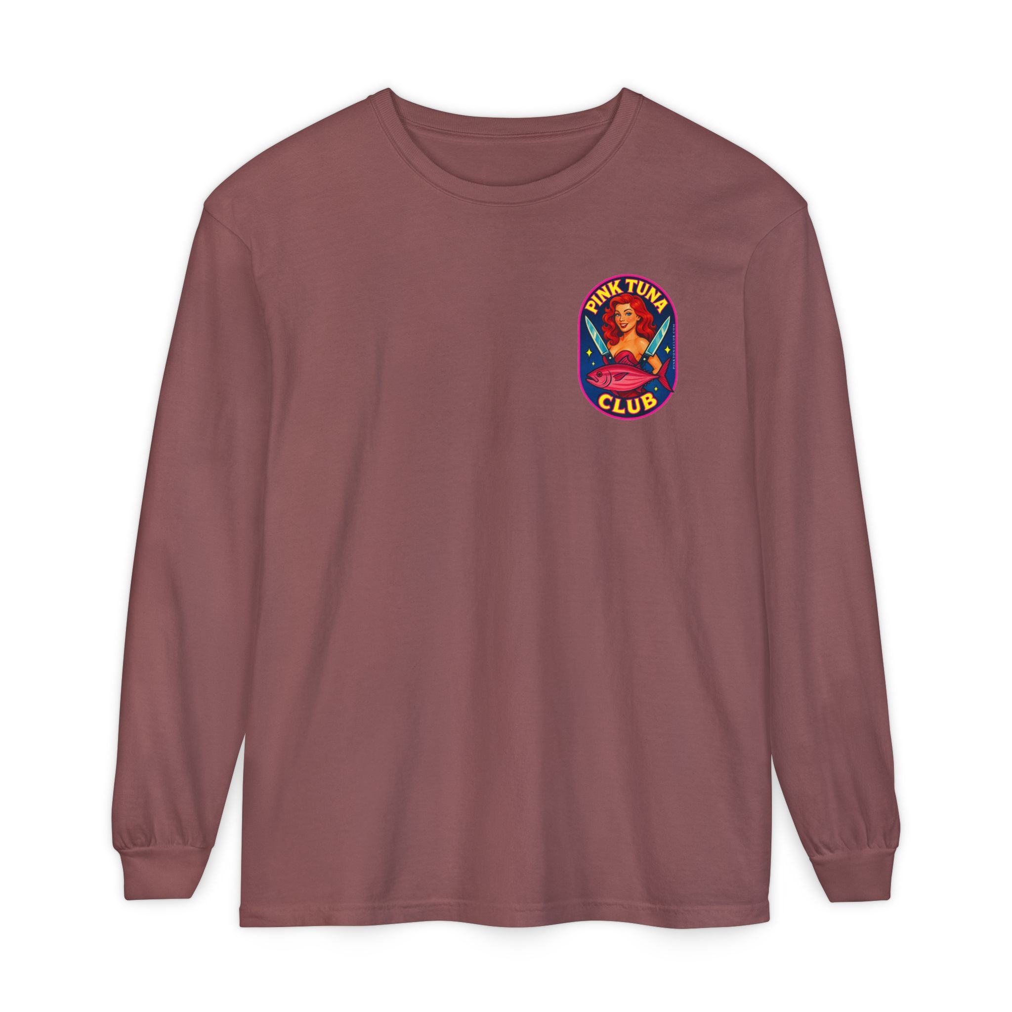 Pink Tuna Club Long Sleeve Tee.  Unisex