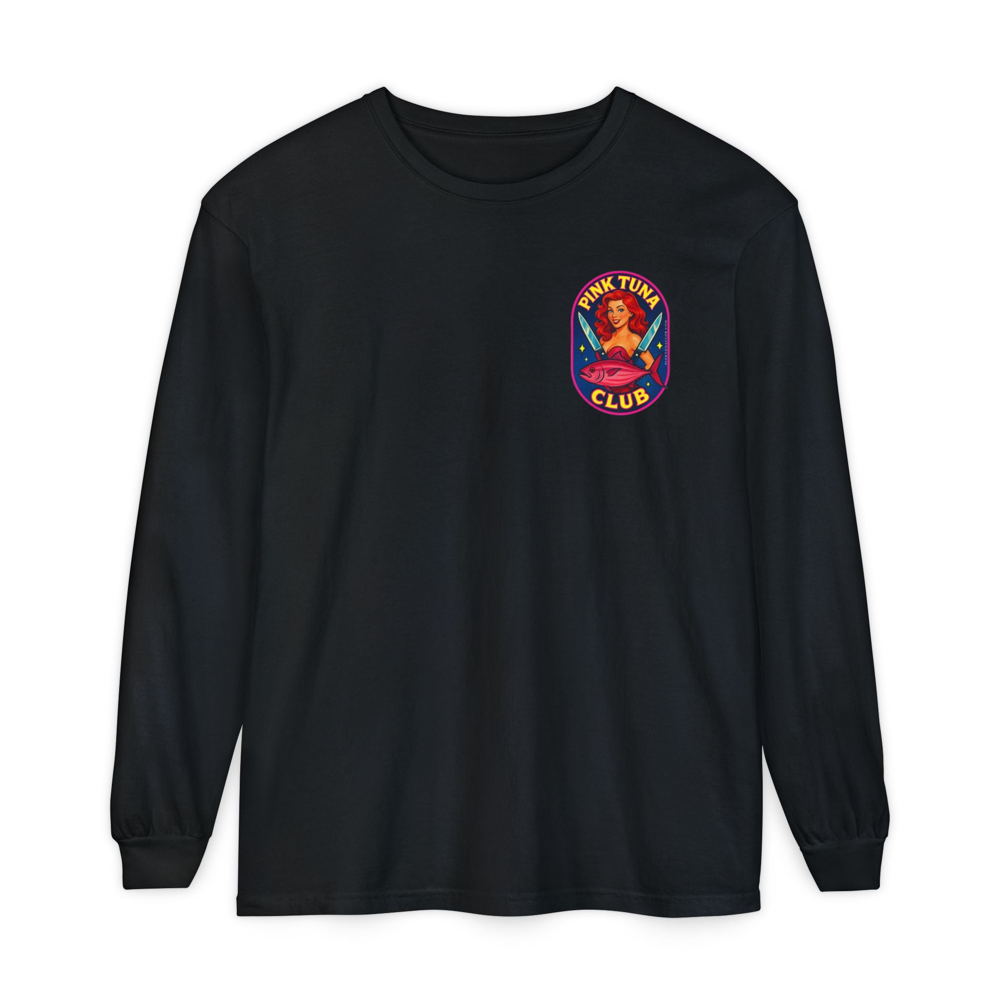 Pink Tuna Club Long Sleeve Tee.  Unisex