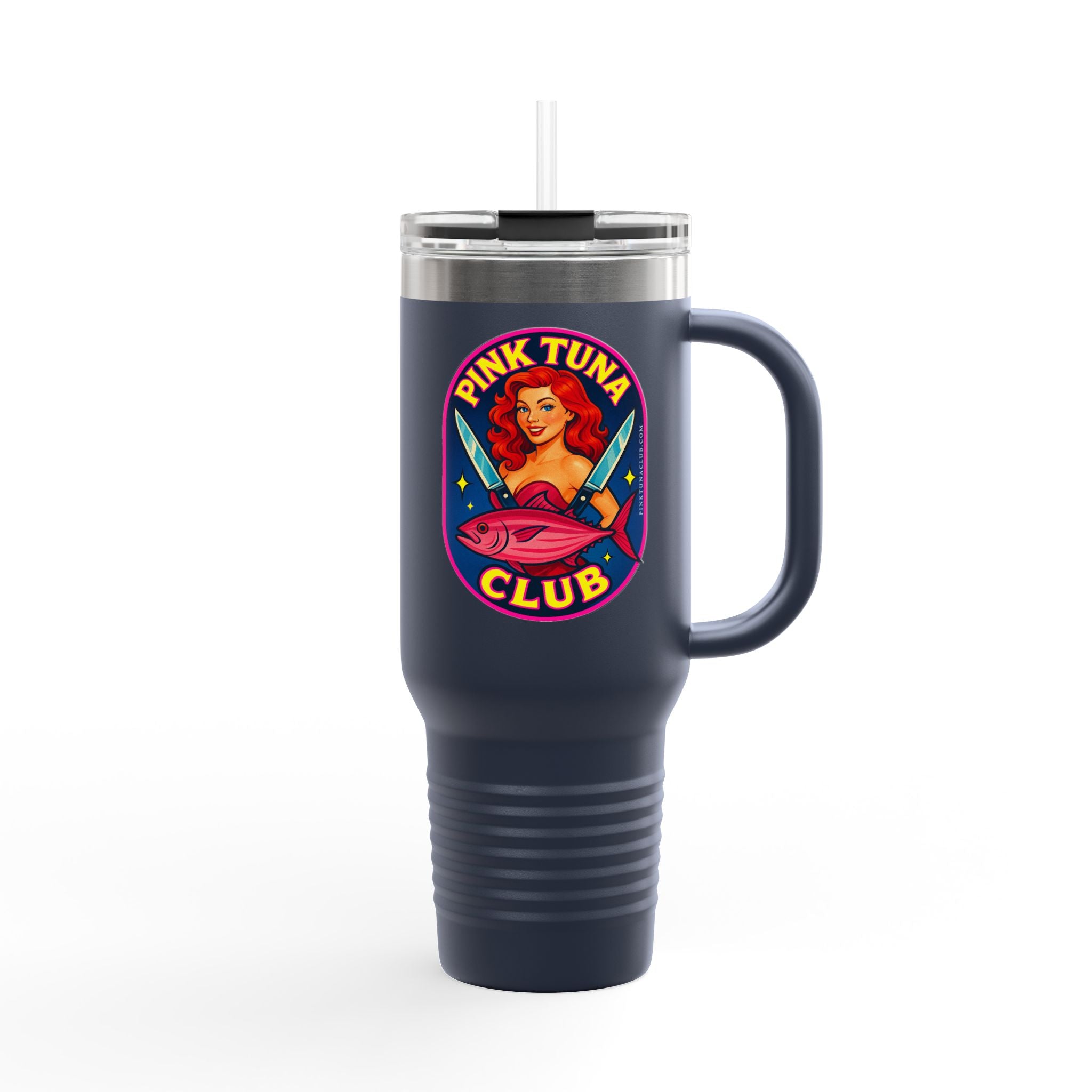 Pink Tuna Club 40oz Insulated Travel Mug