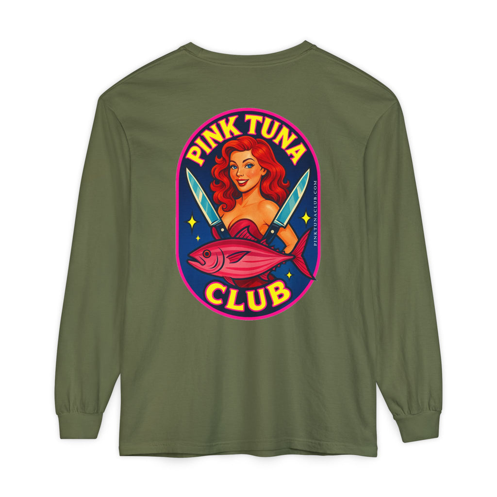 Pink Tuna Club Long Sleeve Tee.  Unisex
