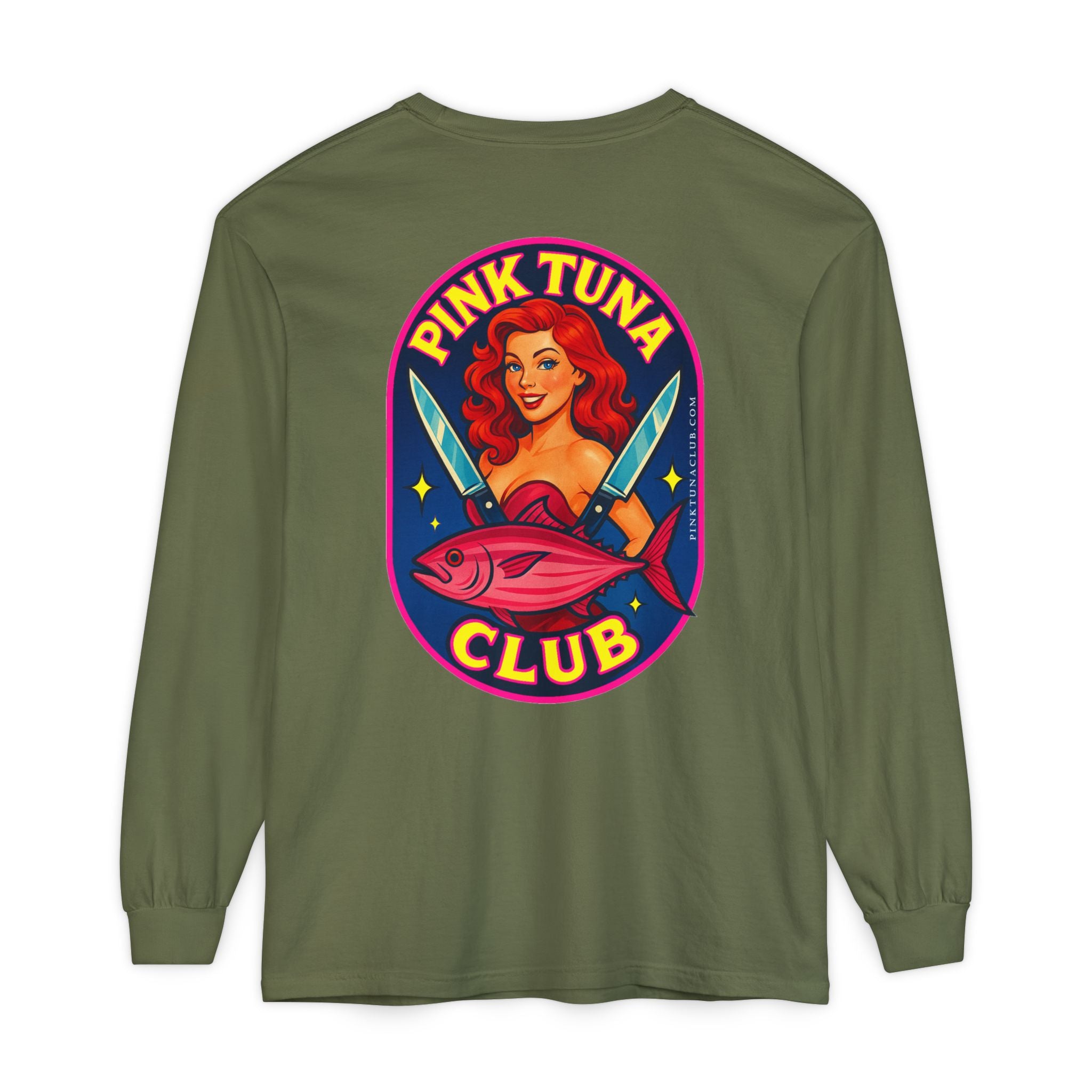 Pink Tuna Club Long Sleeve Tee.  Unisex