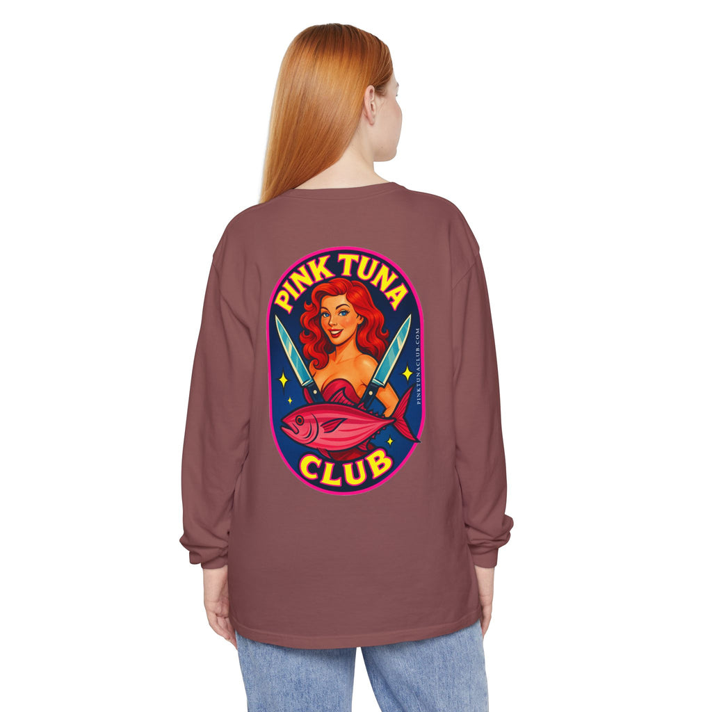 Pink Tuna Club Long Sleeve Tee.  Unisex