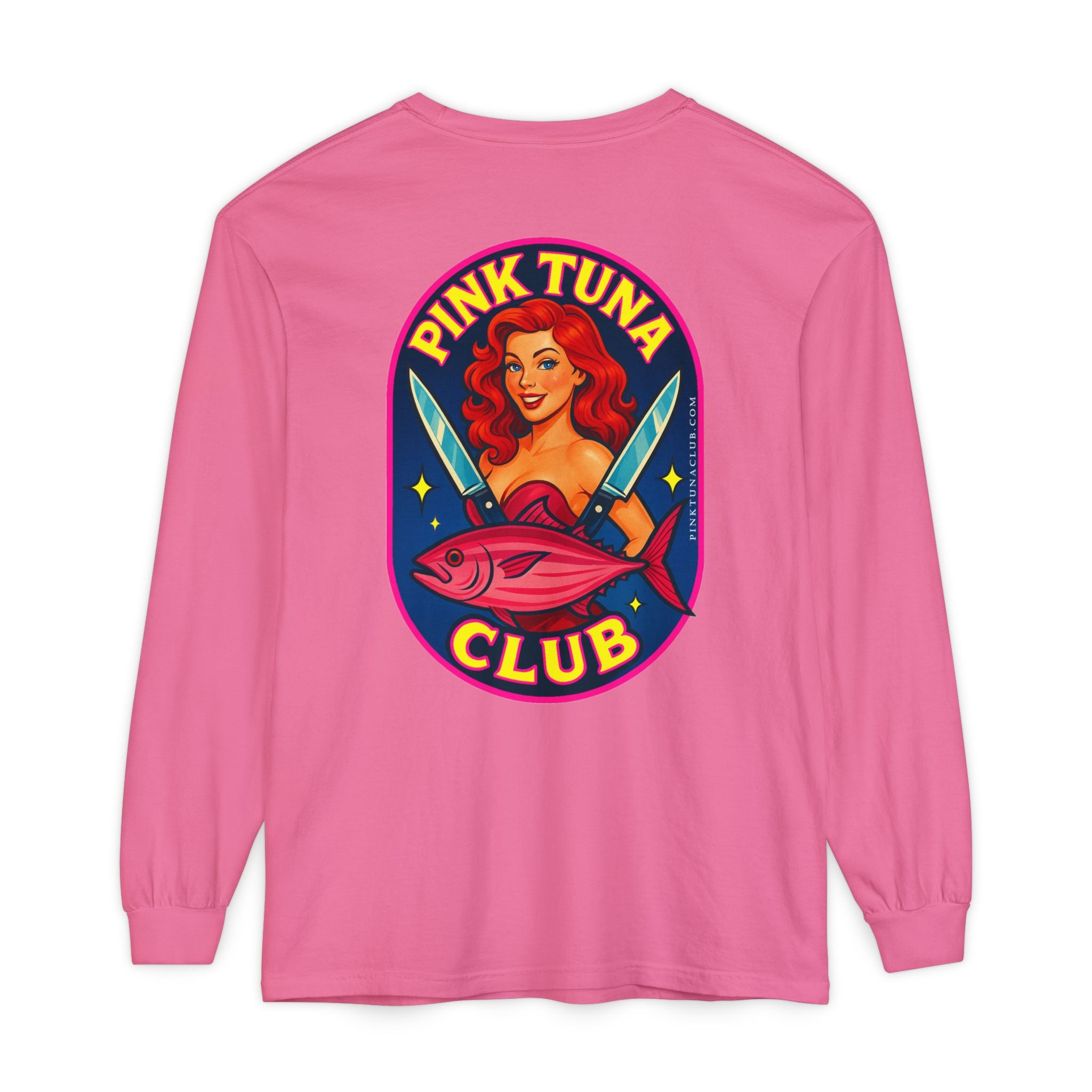 Pink Tuna Club Long Sleeve Tee.  Unisex