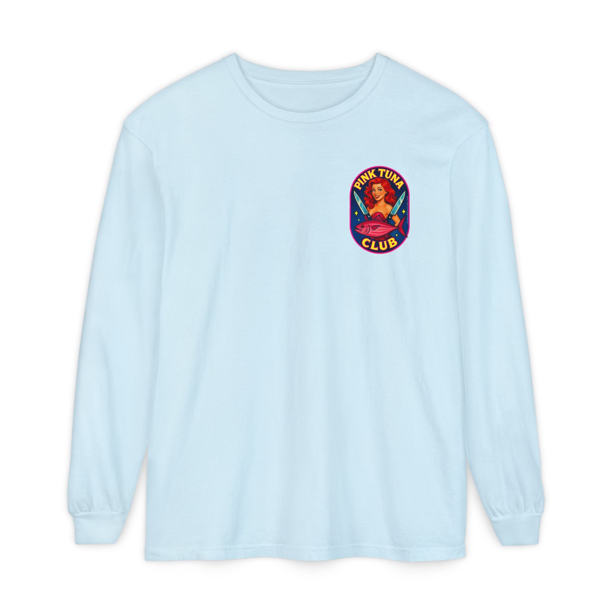 Pink Tuna Club Long Sleeve Tee.  Unisex