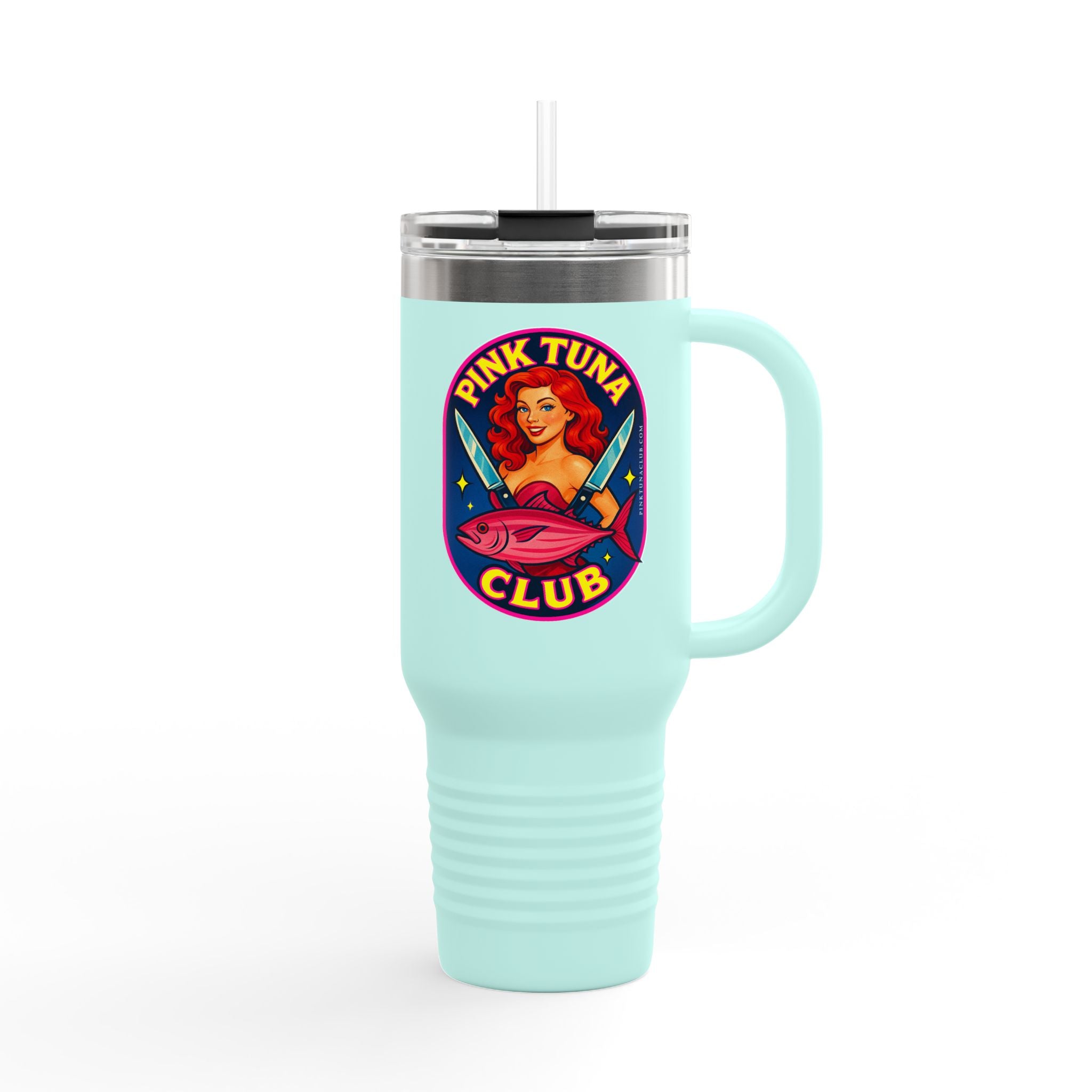 Pink Tuna Club 40oz Insulated Travel Mug