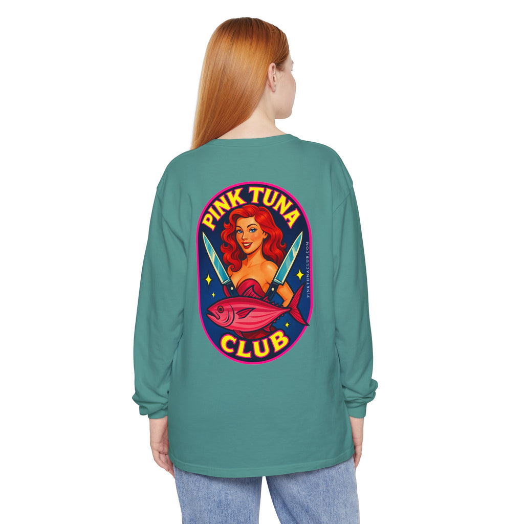 Pink Tuna Club Long Sleeve Tee.  Unisex
