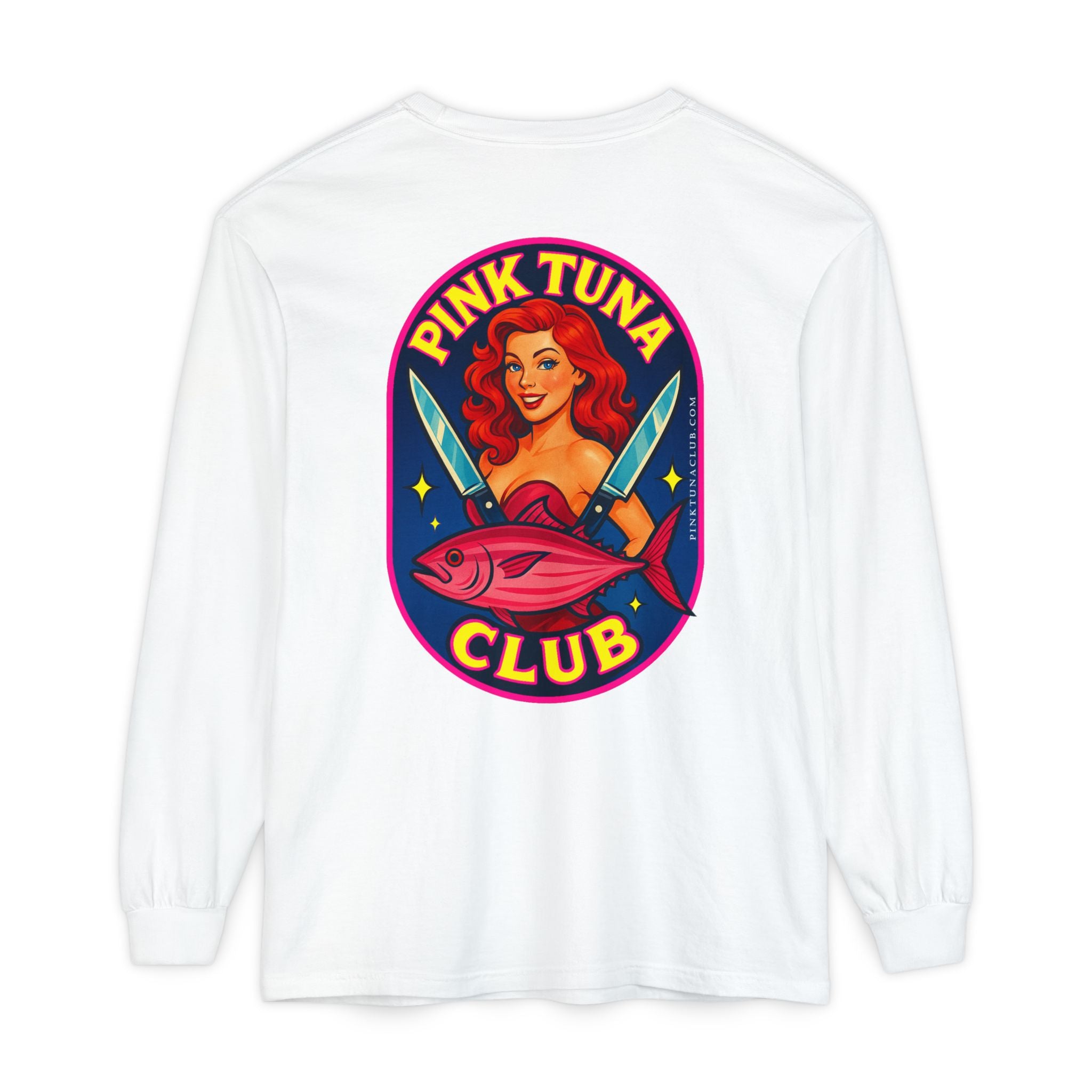 Pink Tuna Club Long Sleeve Tee.  Unisex