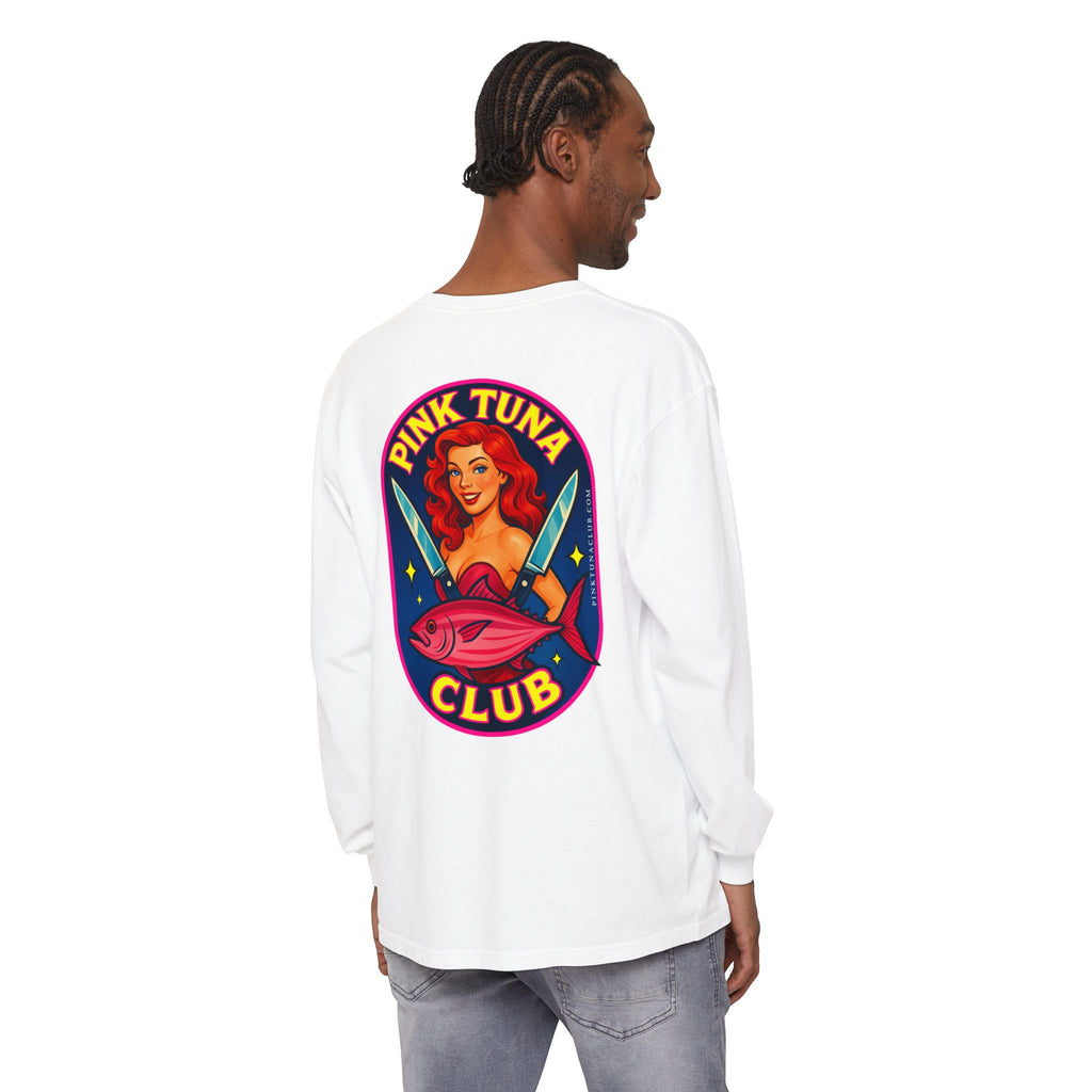 Pink Tuna Club Long Sleeve Tee.  Unisex