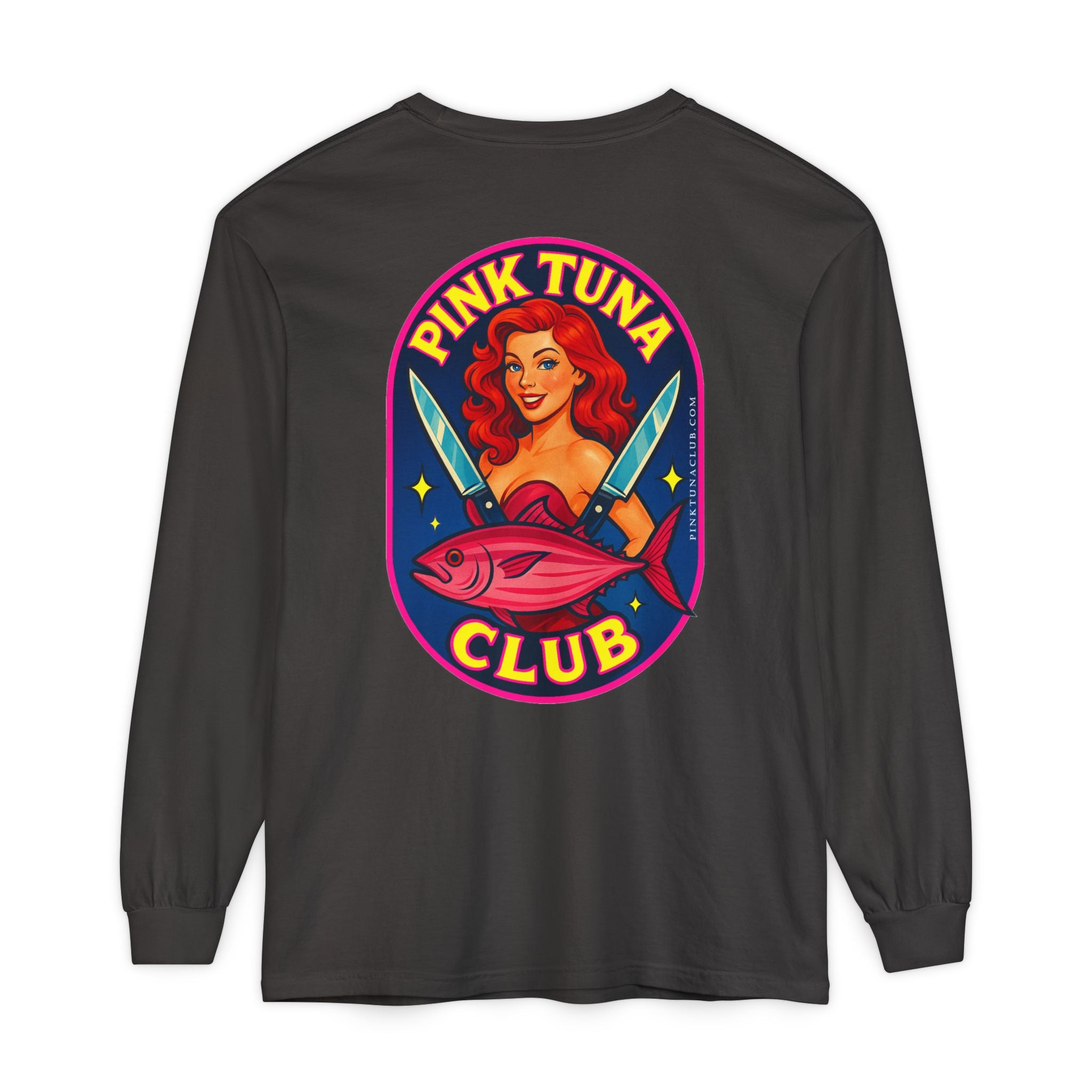 Pink Tuna Club Long Sleeve Tee.  Unisex