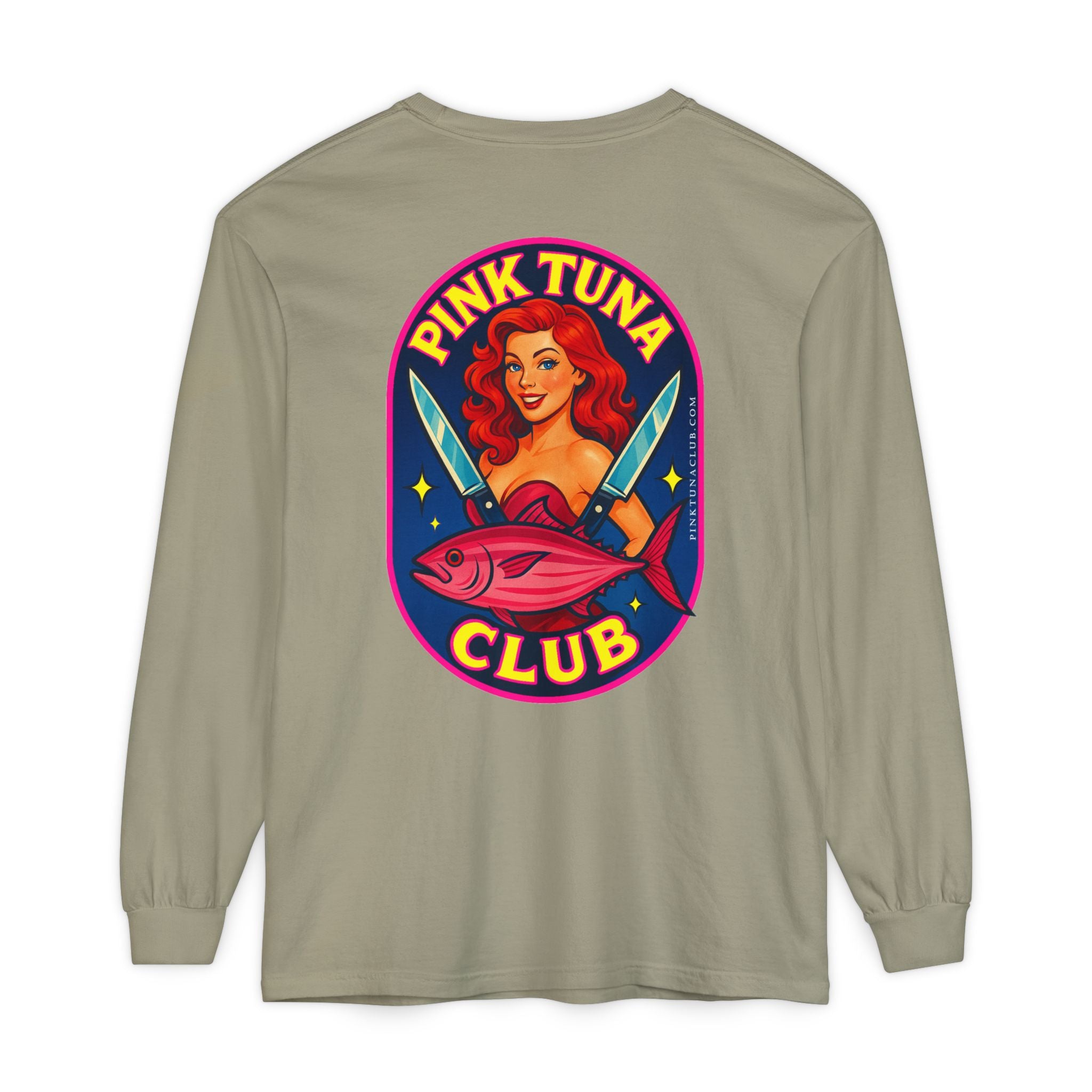 Pink Tuna Club Long Sleeve Tee.  Unisex