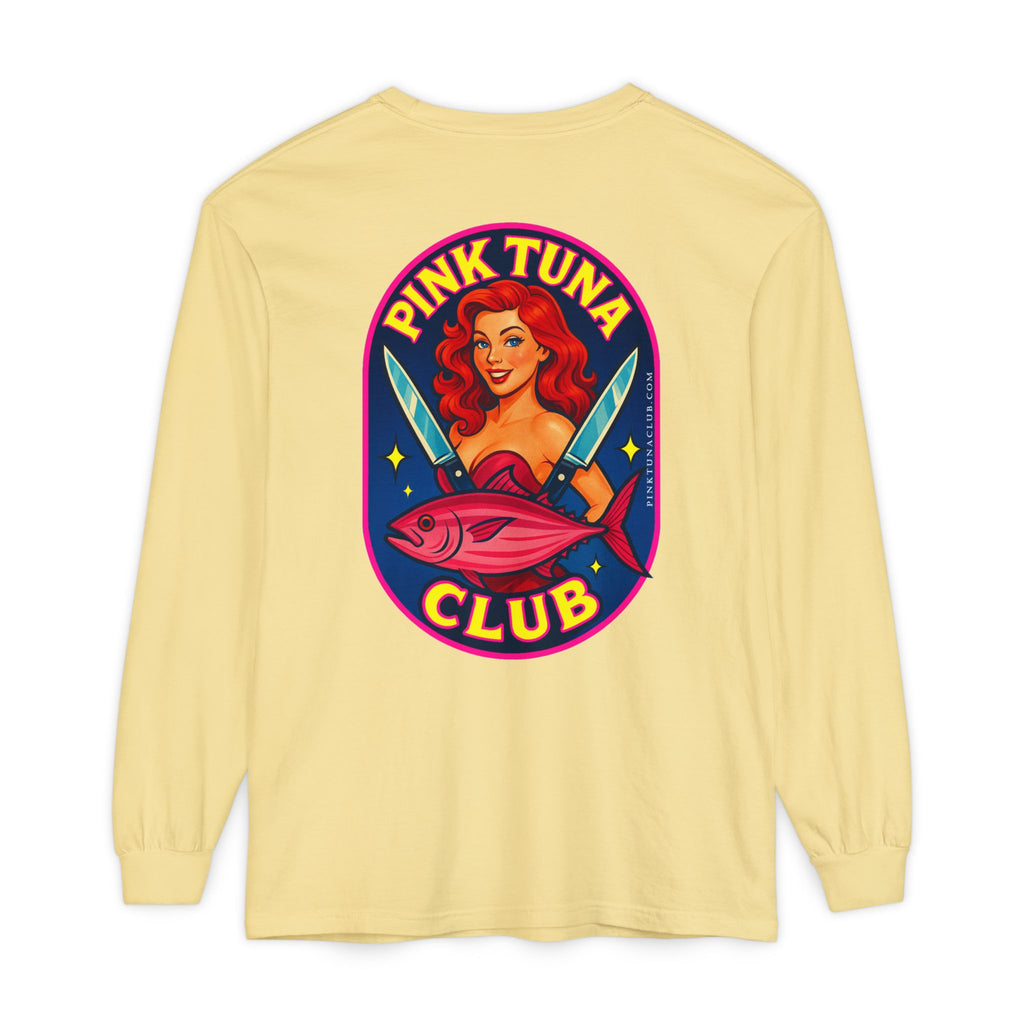 Pink Tuna Club Long Sleeve Tee.  Unisex