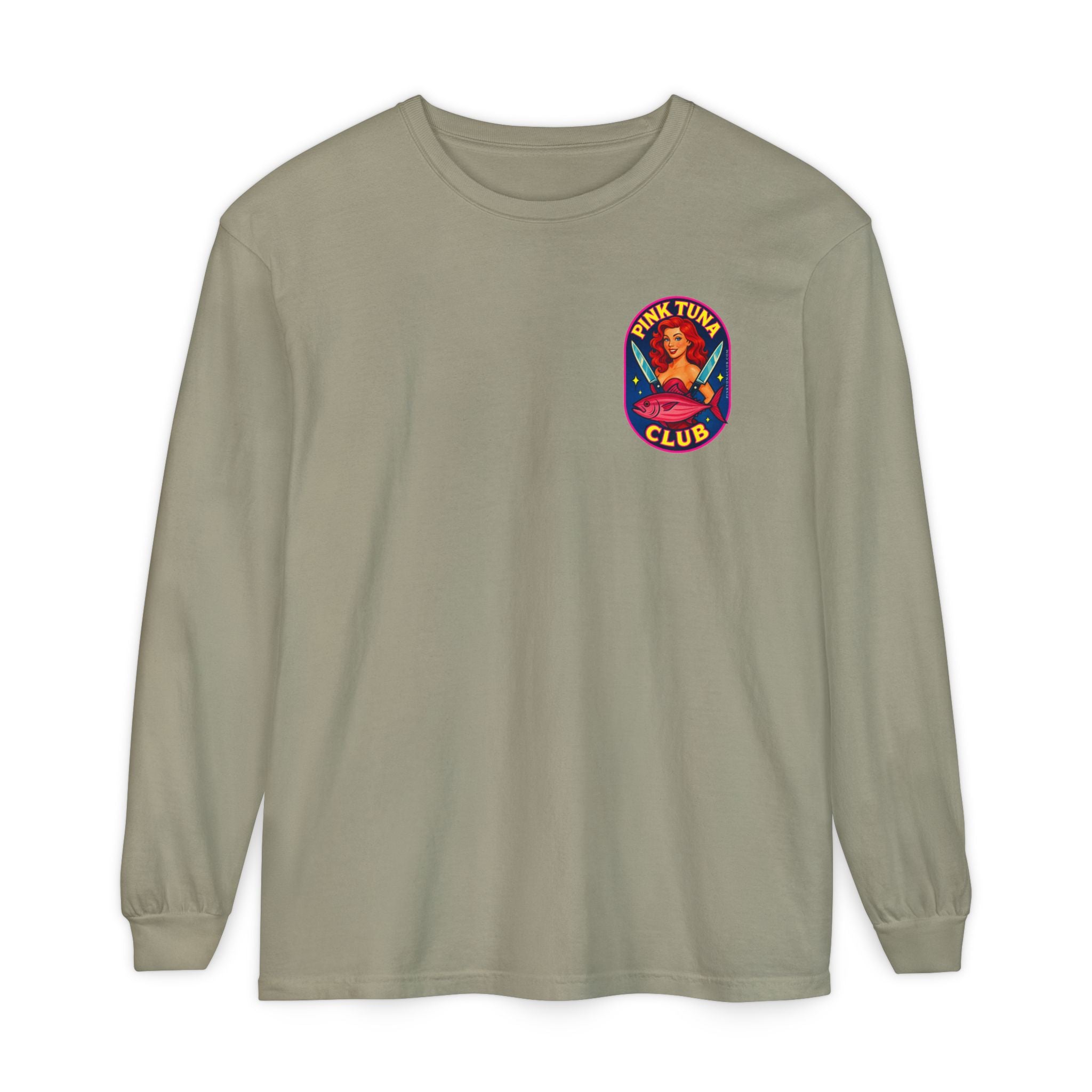 Pink Tuna Club Long Sleeve Tee.  Unisex