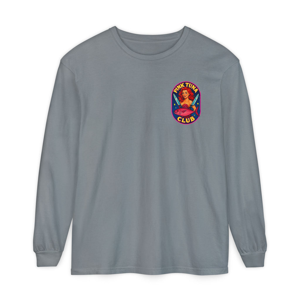 Pink Tuna Club Long Sleeve Tee.  Unisex