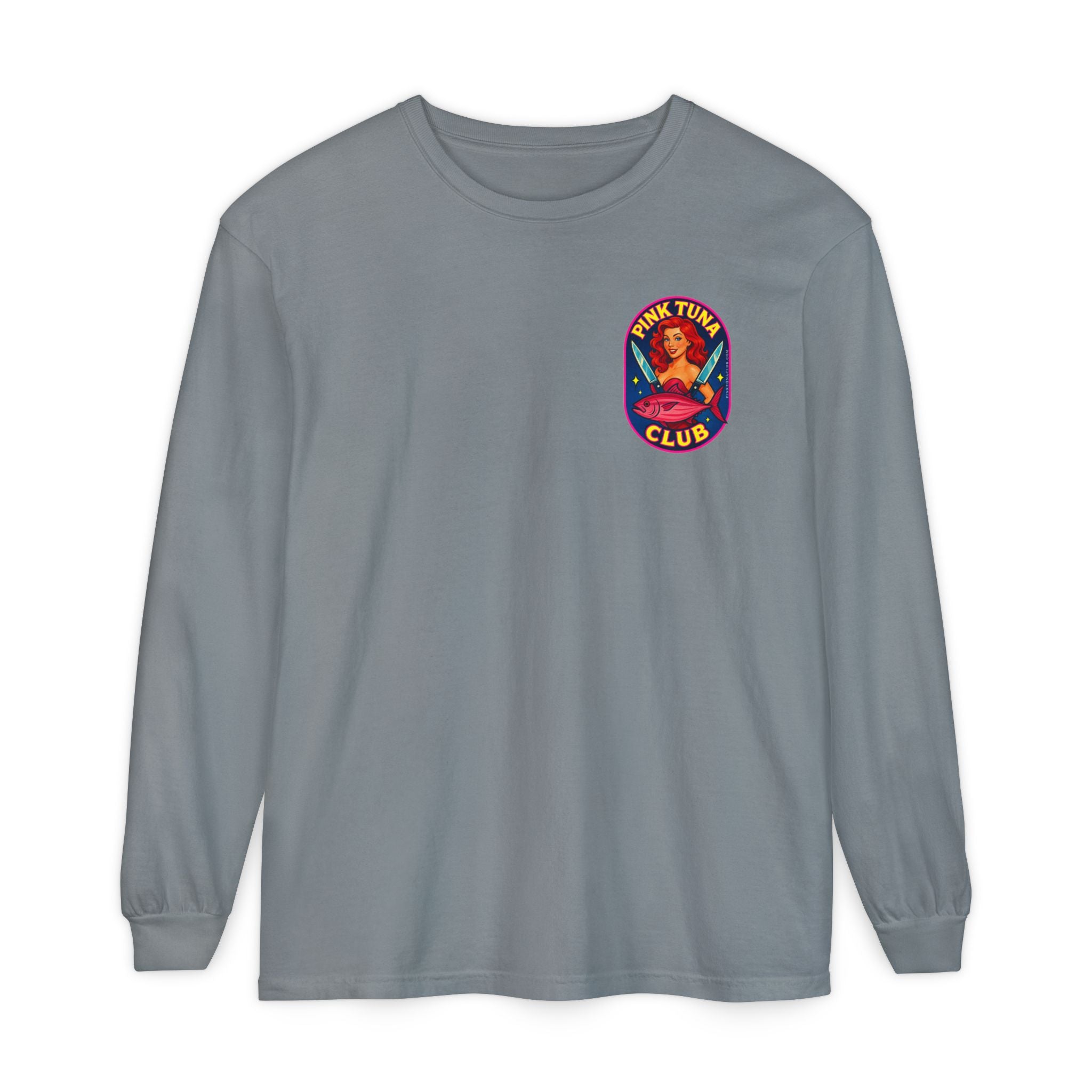 Pink Tuna Club Long Sleeve Tee.  Unisex