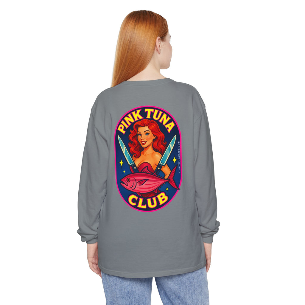 Pink Tuna Club Long Sleeve Tee.  Unisex