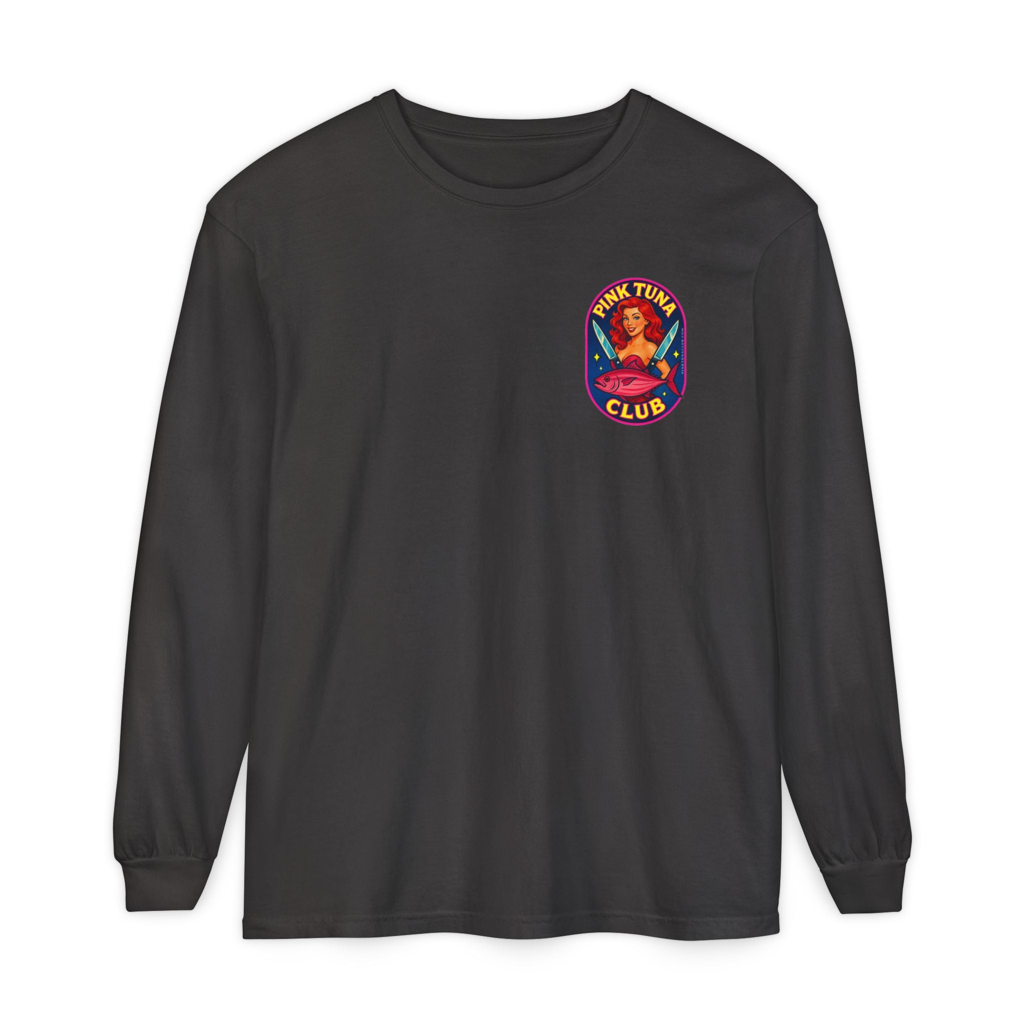 Pink Tuna Club Long Sleeve Tee.  Unisex