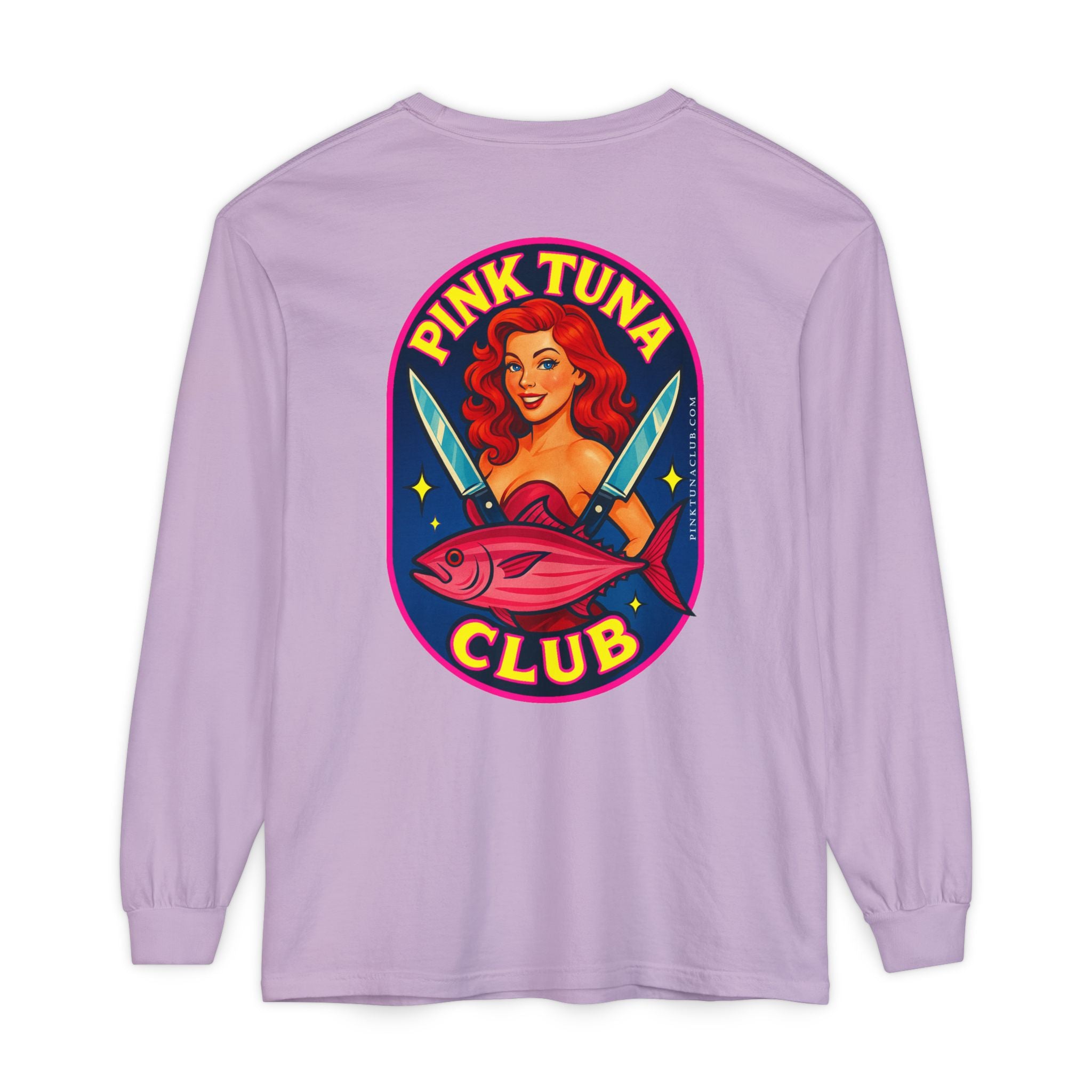 Pink Tuna Club Long Sleeve Tee.  Unisex