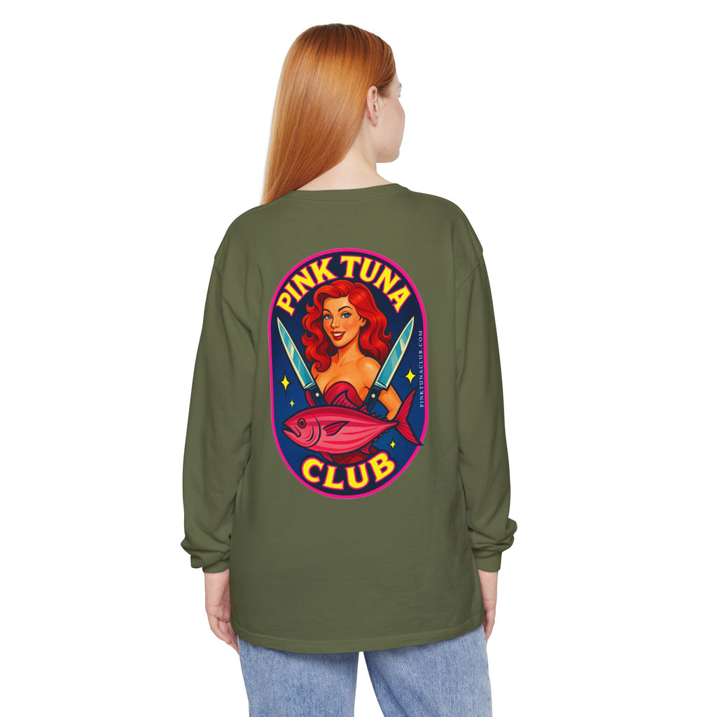Pink Tuna Club Long Sleeve Tee.  Unisex