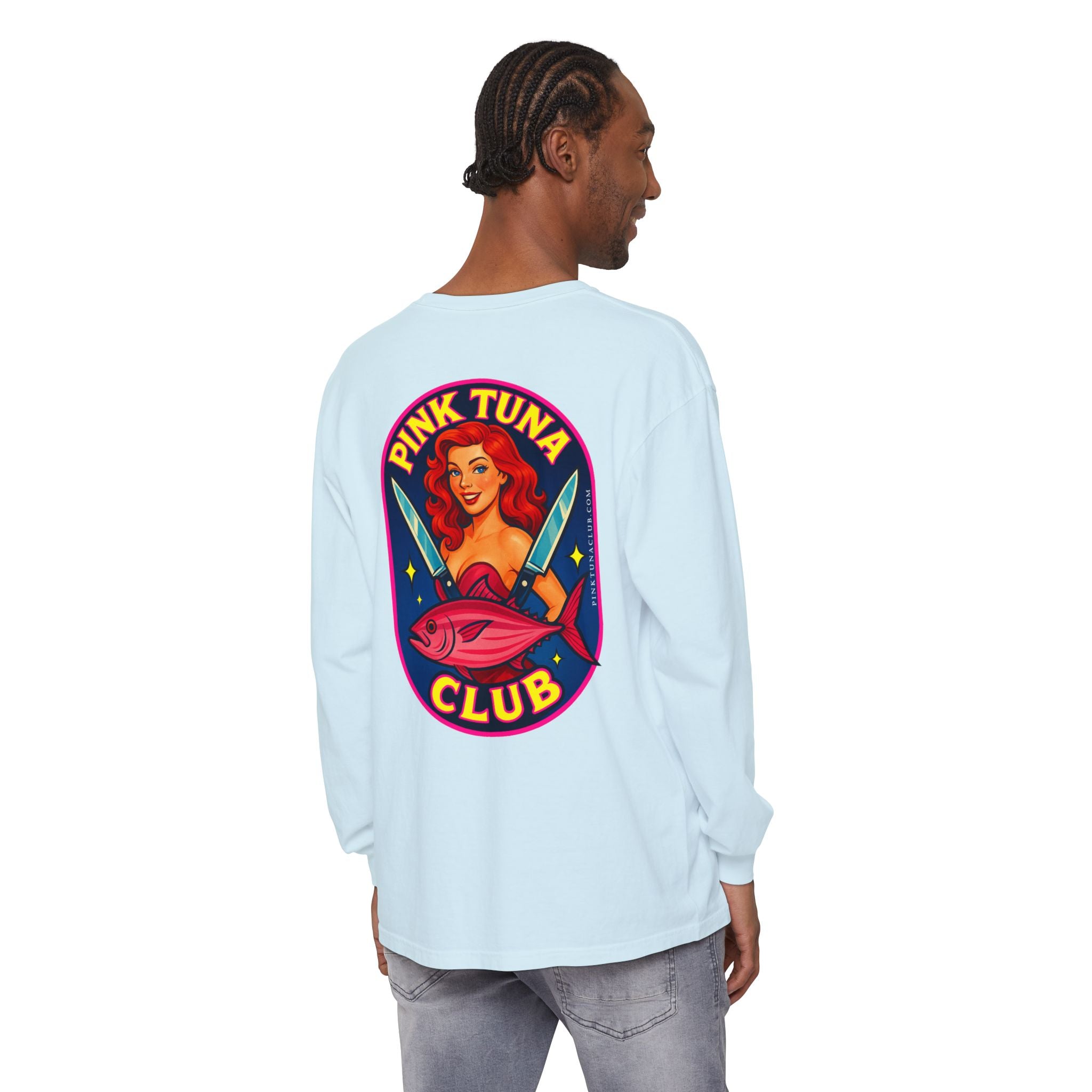 Pink Tuna Club Long Sleeve Tee.  Unisex