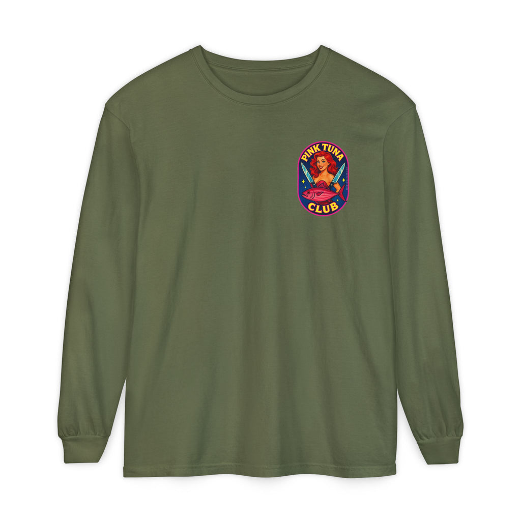 Pink Tuna Club Long Sleeve Tee.  Unisex