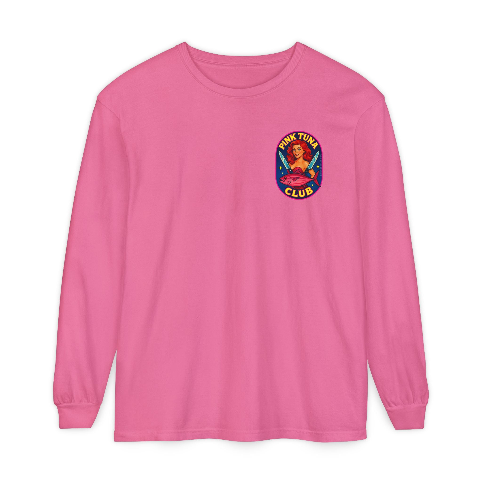 Pink Tuna Club Long Sleeve Tee.  Unisex