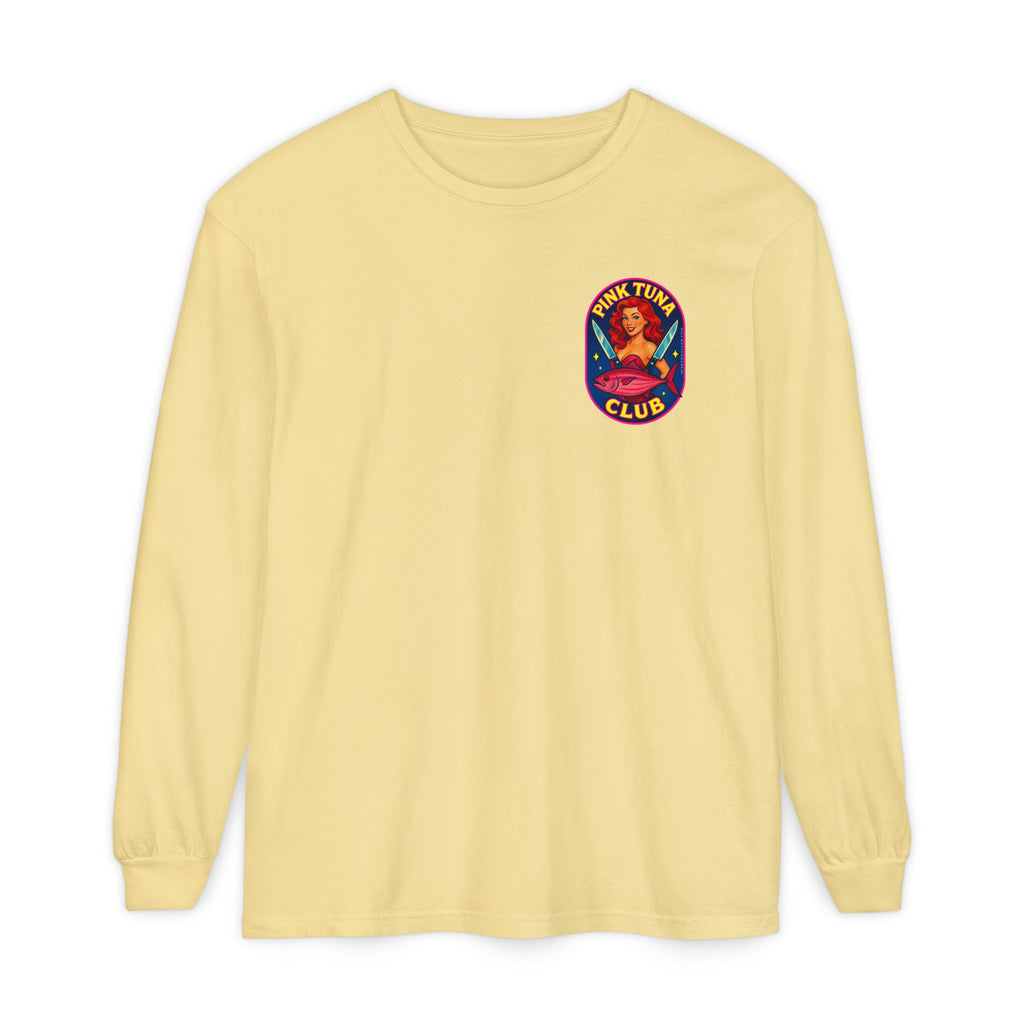 Pink Tuna Club Long Sleeve Tee.  Unisex