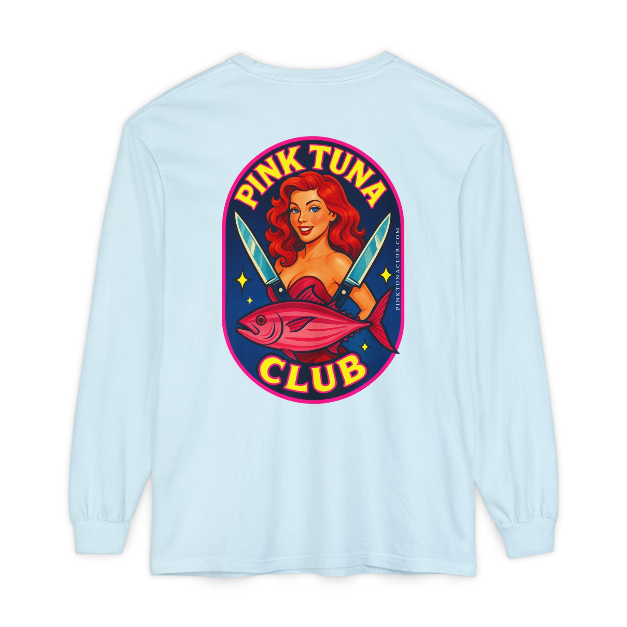 Pink Tuna Club Long Sleeve Tee.  Unisex