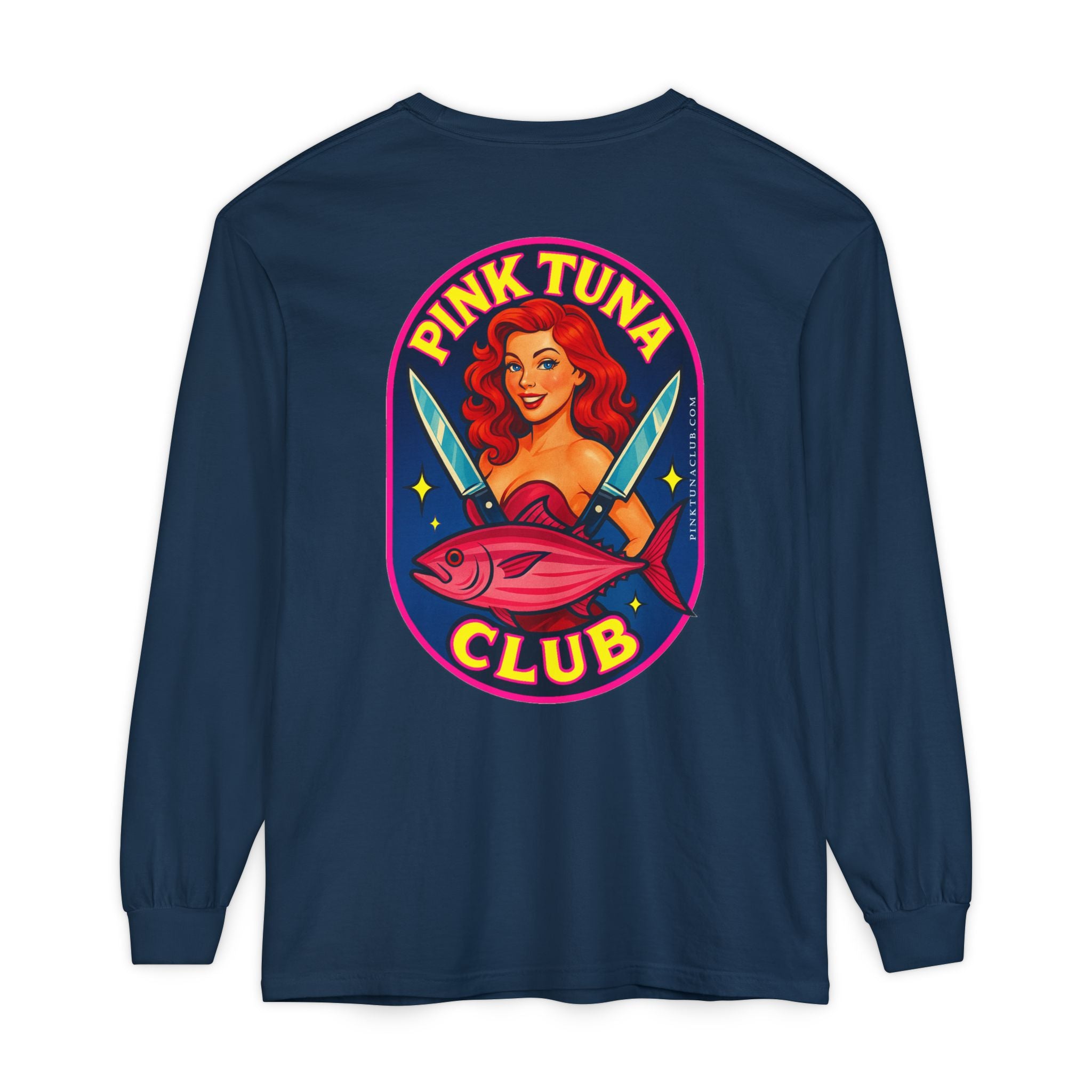 Pink Tuna Club Long Sleeve Tee.  Unisex